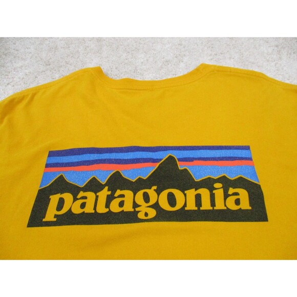 Patagonia Shirt Adult Large Yellow Organic Cotton Logo Lightweight Hiking Mens * - Picture 3 of 13